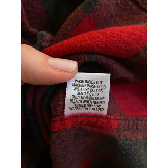 Sonoma Buffalo Check Flannel Modern Fit Button Down Red Gray/Black Size XL EUC - Picture 4 of 8